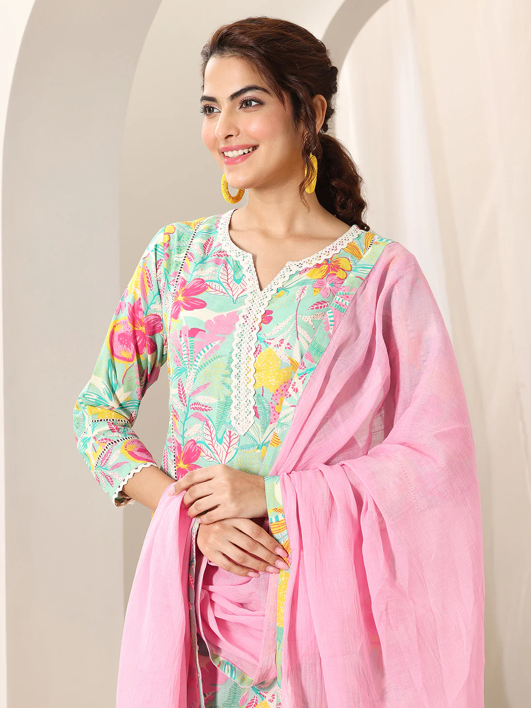 99381_4_ddc45f18-f81b-491d-b02f-df2a5f5d6684 Turquoise Blue Printed Cotton Straight Suit Set With Dupatta