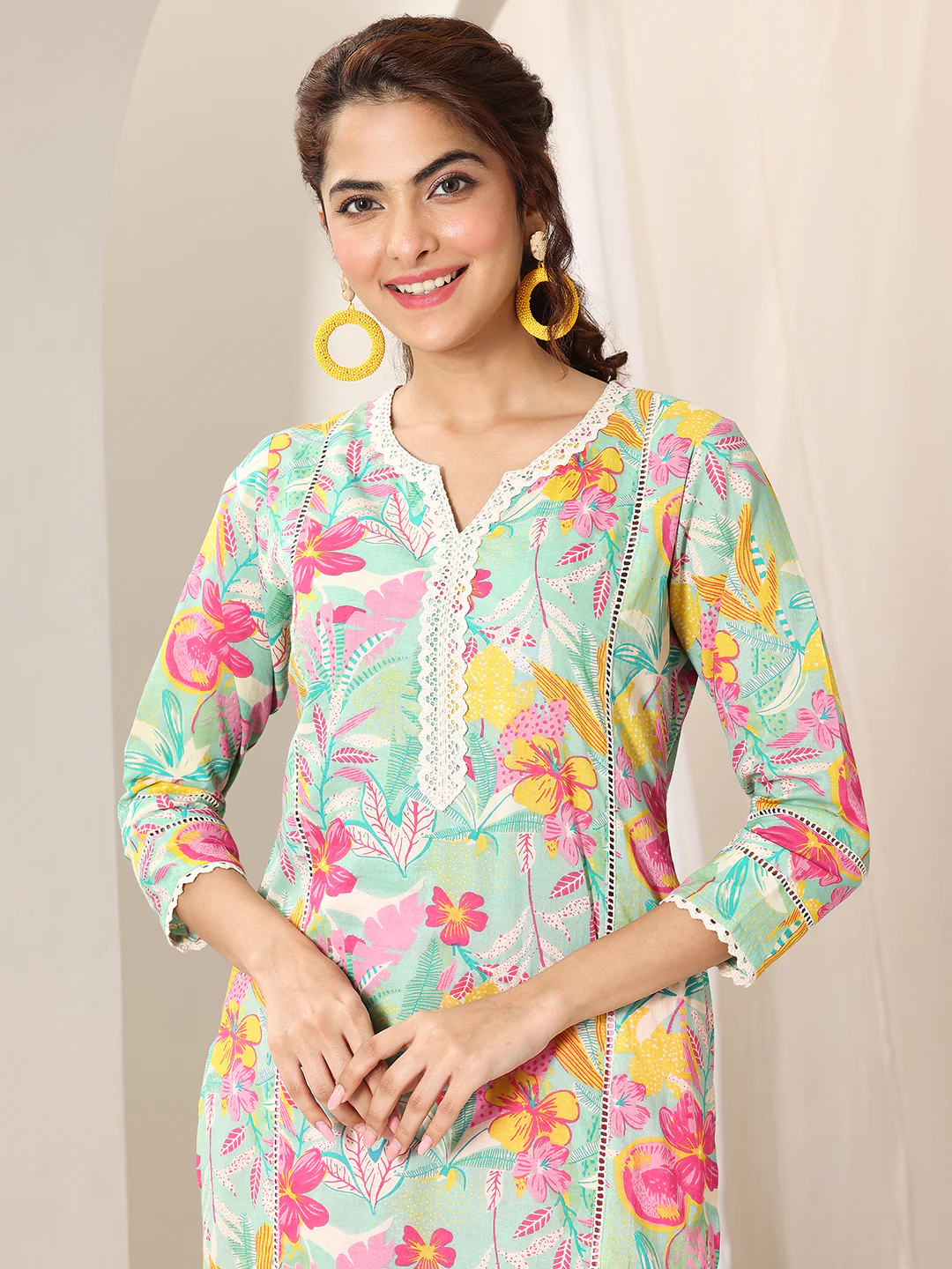 99381_6_894230ff-36c7-4afc-bd2f-35d618f2166c Turquoise Blue Printed Cotton Straight Suit Set With Dupatta - Image 7
