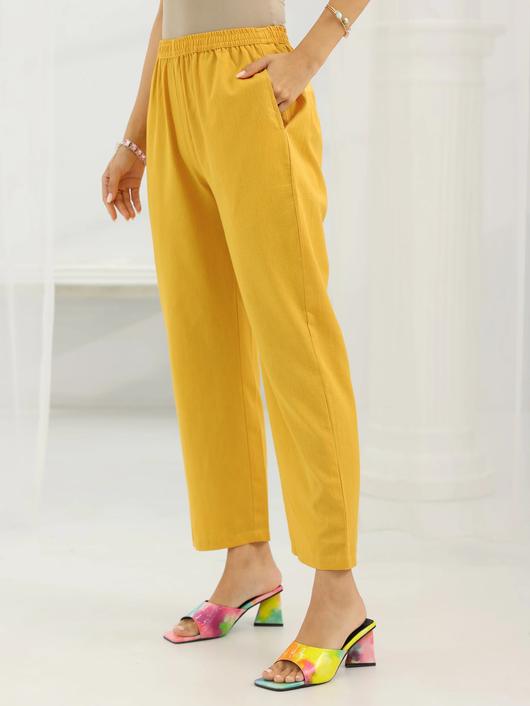 99436_5_597dd076-cd04-4783-a93b-9bb49018c705 Mustard Yoke Design Cotton Straight Suit Set With Dupatta - Image 6