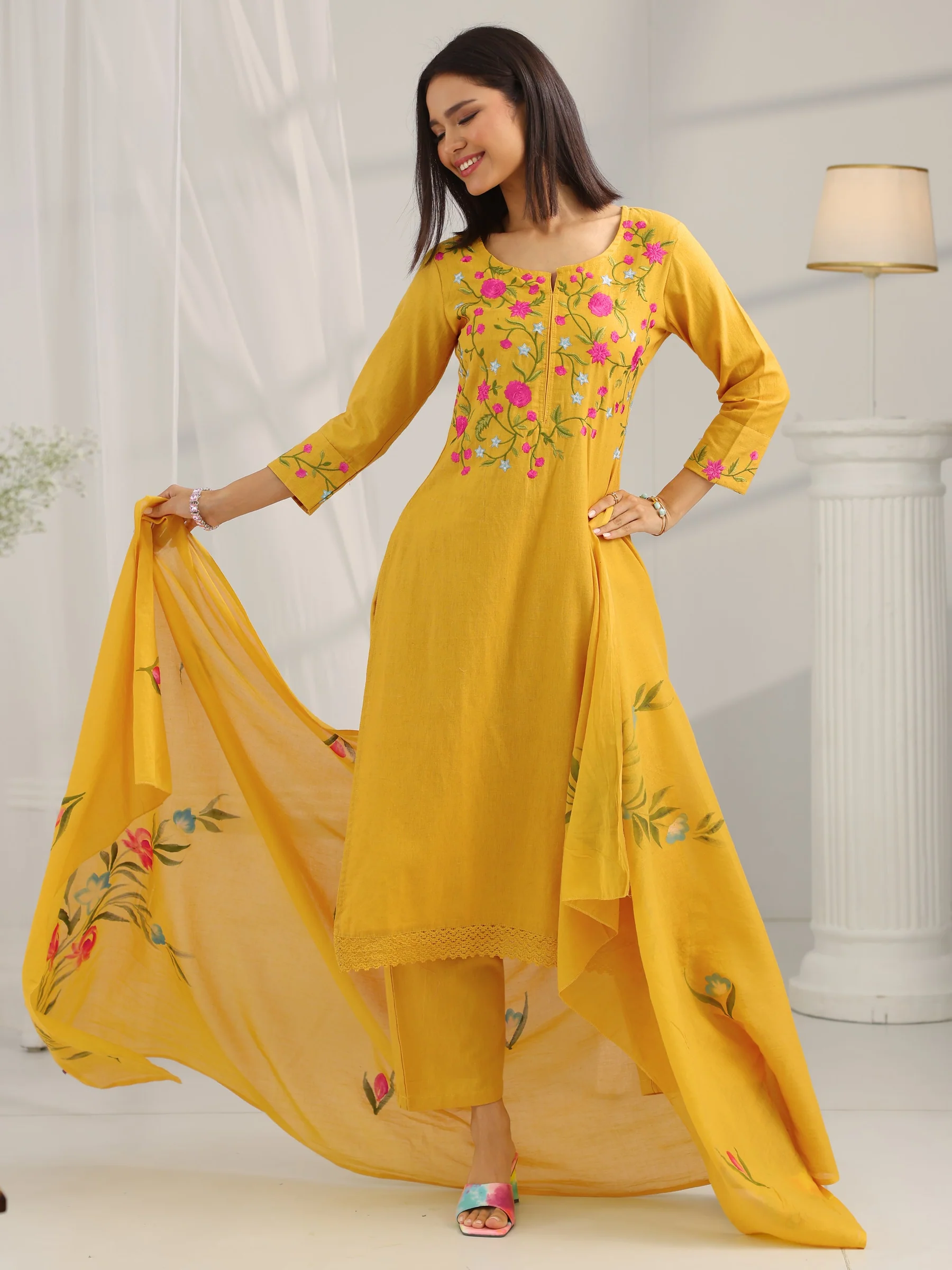 99436_8_1e79f2ed-5acd-43b2-820c-3bf762ff5490 Mustard Yoke Design Cotton Straight Suit Set With Dupatta