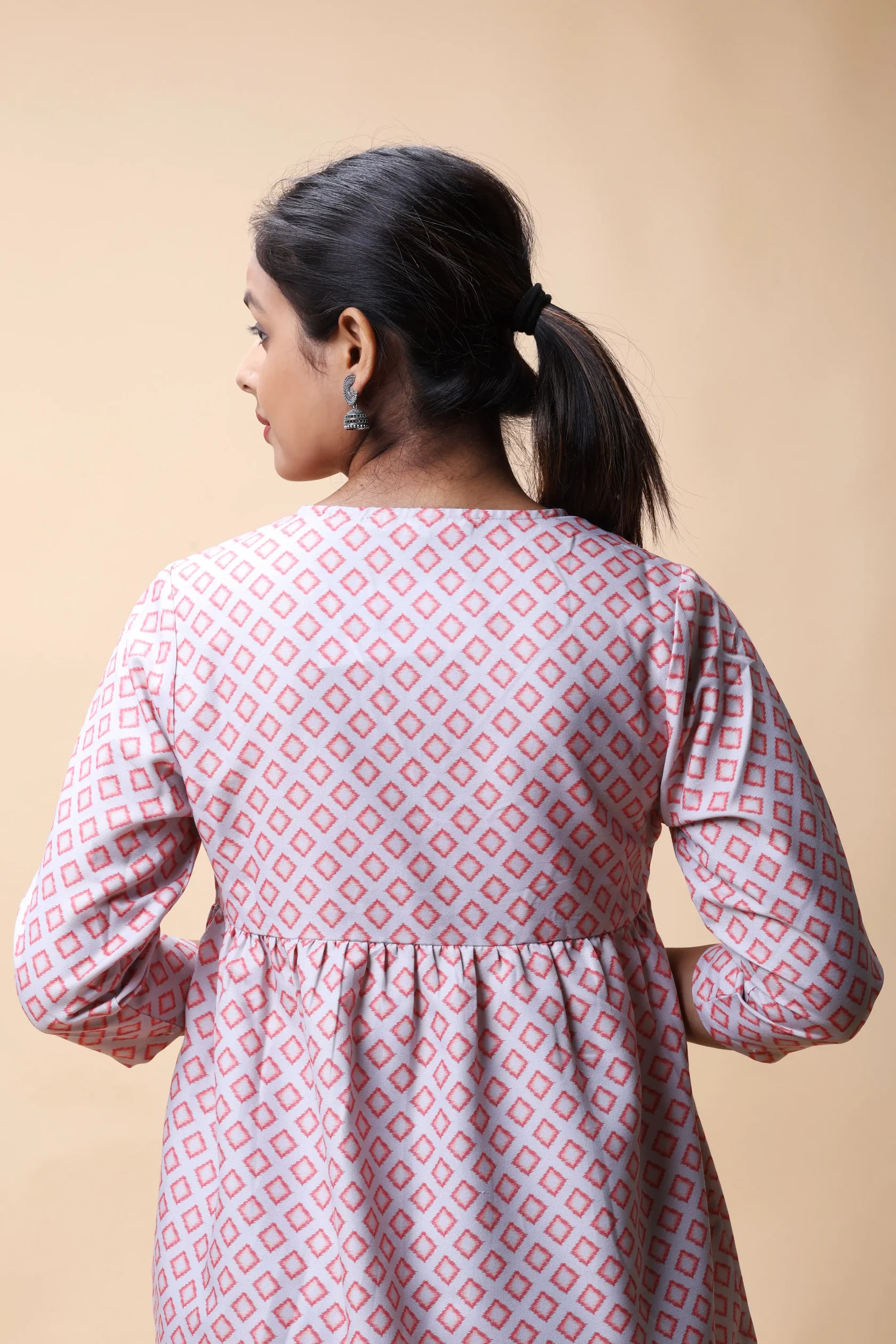 Pink Wrap Around Printed Short Kurti - Image 10
