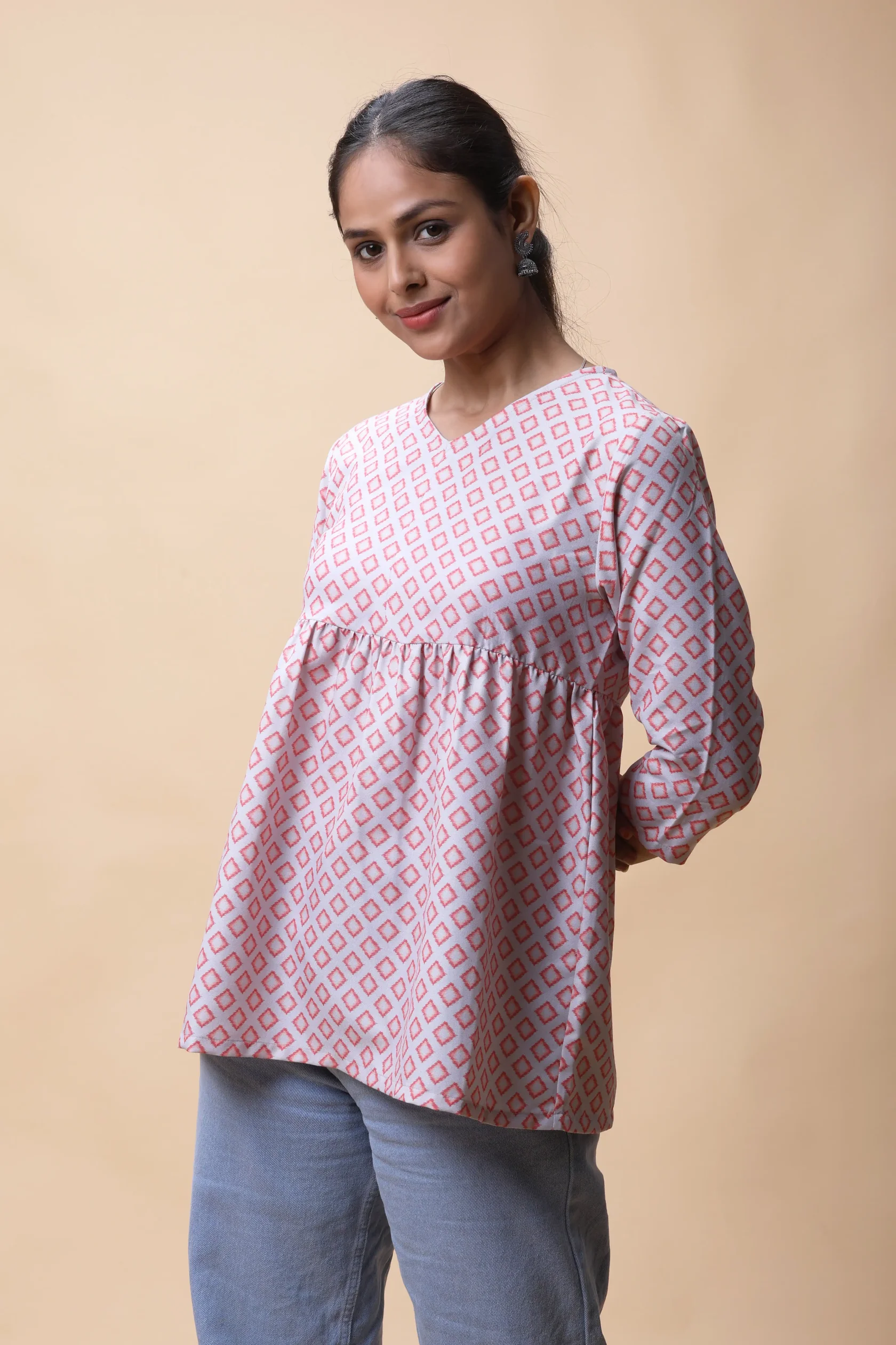 Pink Wrap Around Printed Short Kurti - Image 9