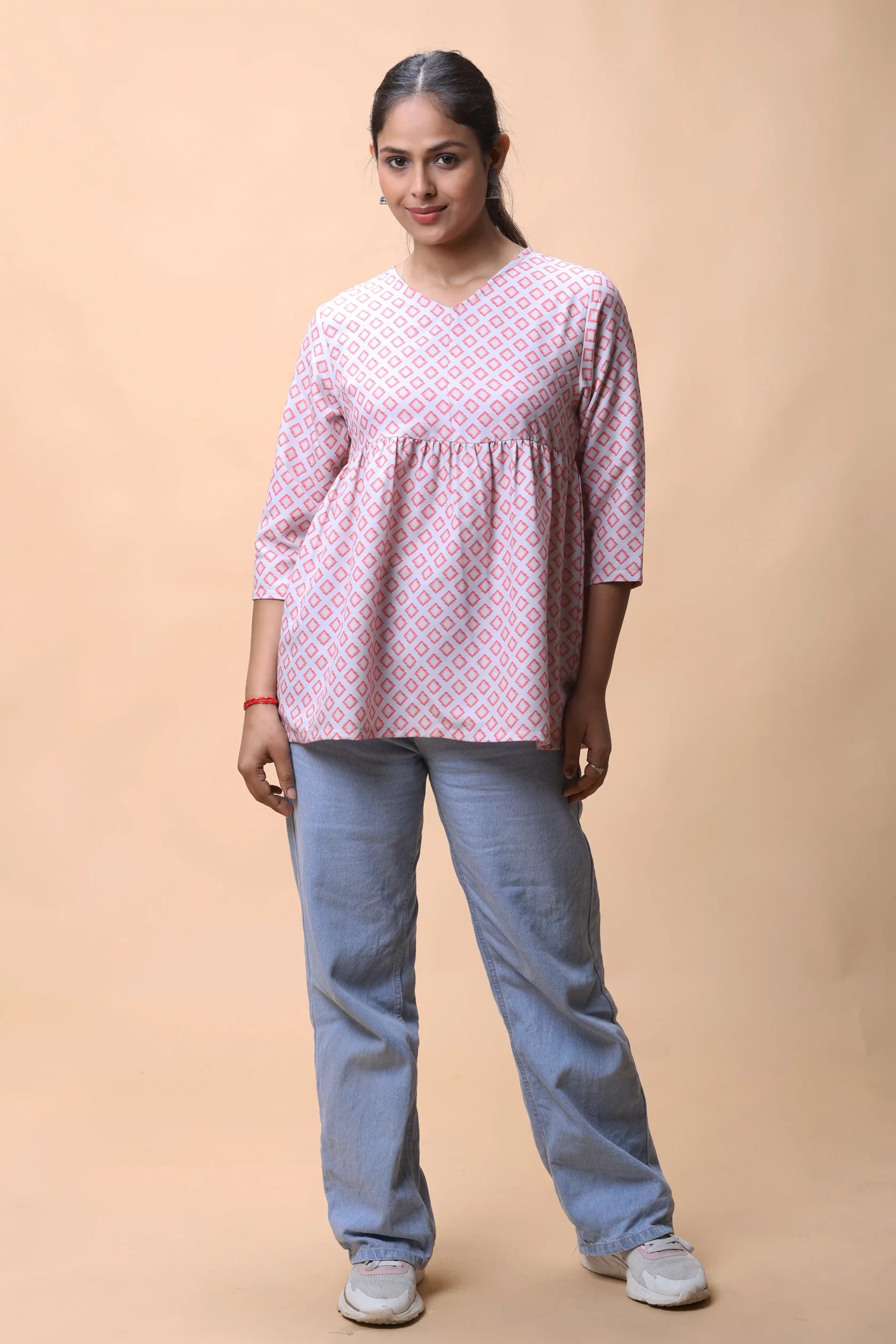 Pink Wrap Around Printed Short Kurti - Image 7