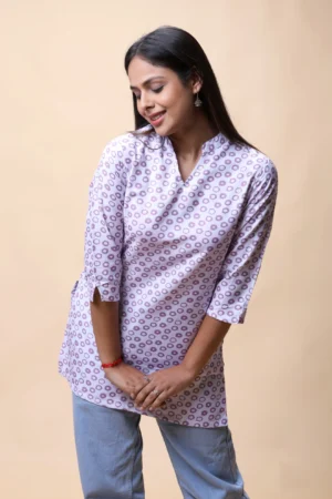 Purple Printed Short Kurti