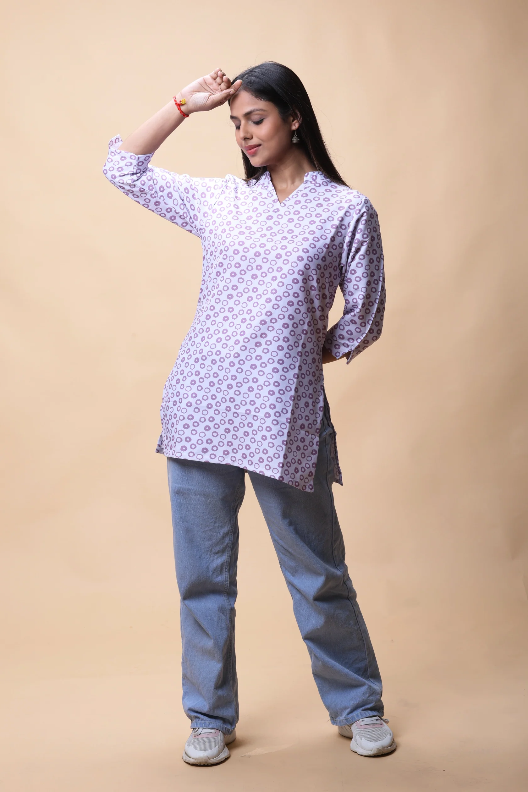 Purple Printed Short Kurti - Image 6