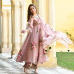 Home lavender embroidered sharara suit set with dupatta for women (copy)
