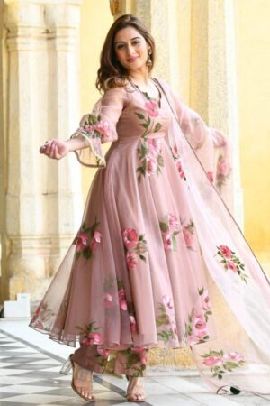 lavender embroidered sharara suit set with dupatta for women (copy)