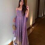 Home lavender embroidered sharara suit set with dupatta for women