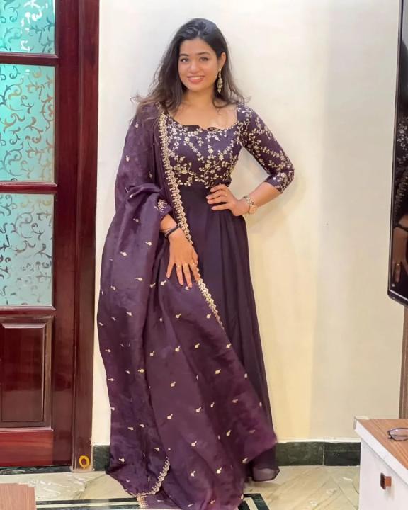 purple embroidered anarkali gown set with dupatta for women | jiostyles purple embroidered anarkali gown set with dupatta for women | jiostyles